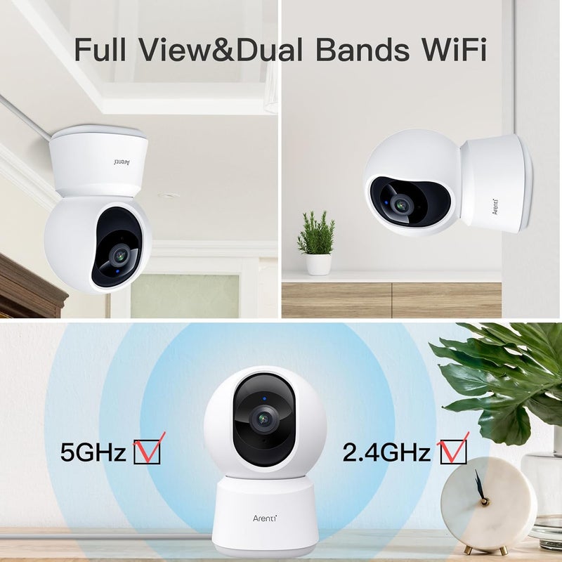 Arenti 5G Indoor Security Camera, 4MP Pet Camera with Speaker for Dog/Cat, Baby Monitor with Phone App, Dual-Band WiFi, Auto Tracking, Super Night Vision, 2-Way Talk, Cloud & SD Card Storage(P2Q 2PC) - Image 4